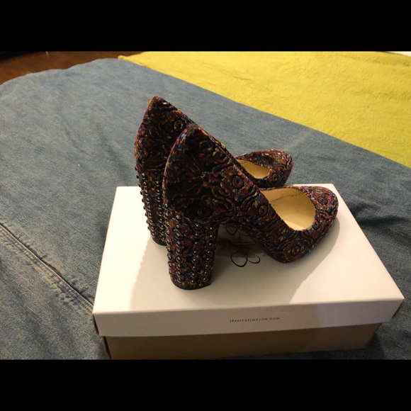 Jessica Simpson 7 Bainer Velvet Pump Studded Heels - Picture 2 of 5